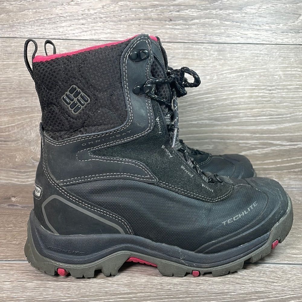 Columbia Bugaboot Techlite Women’s Sz 7 Black Pink Warm 200g Waterproof Boots